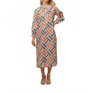 NEW LAVI beatriz dress in coral, navy, soft blue